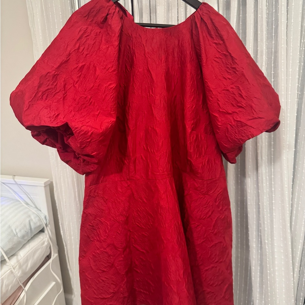 H&M Elegant Red Puff Sleeve Dress
